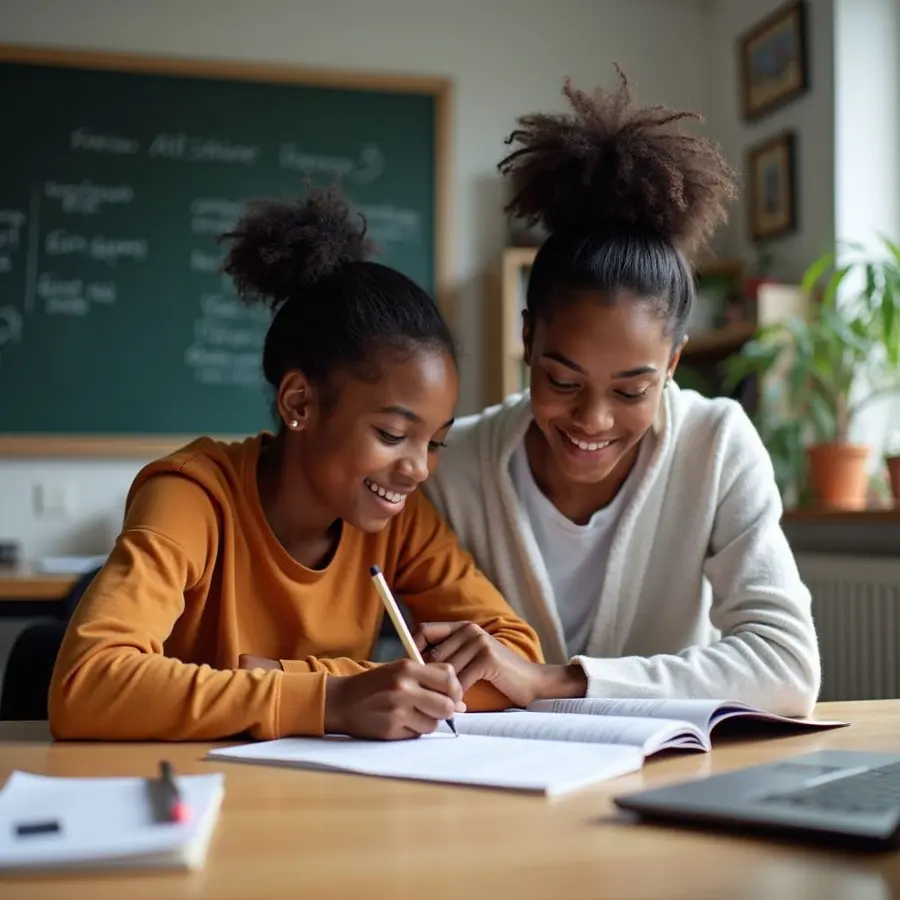 A learner receiving one-to-one guidance while completing an admissions exercise